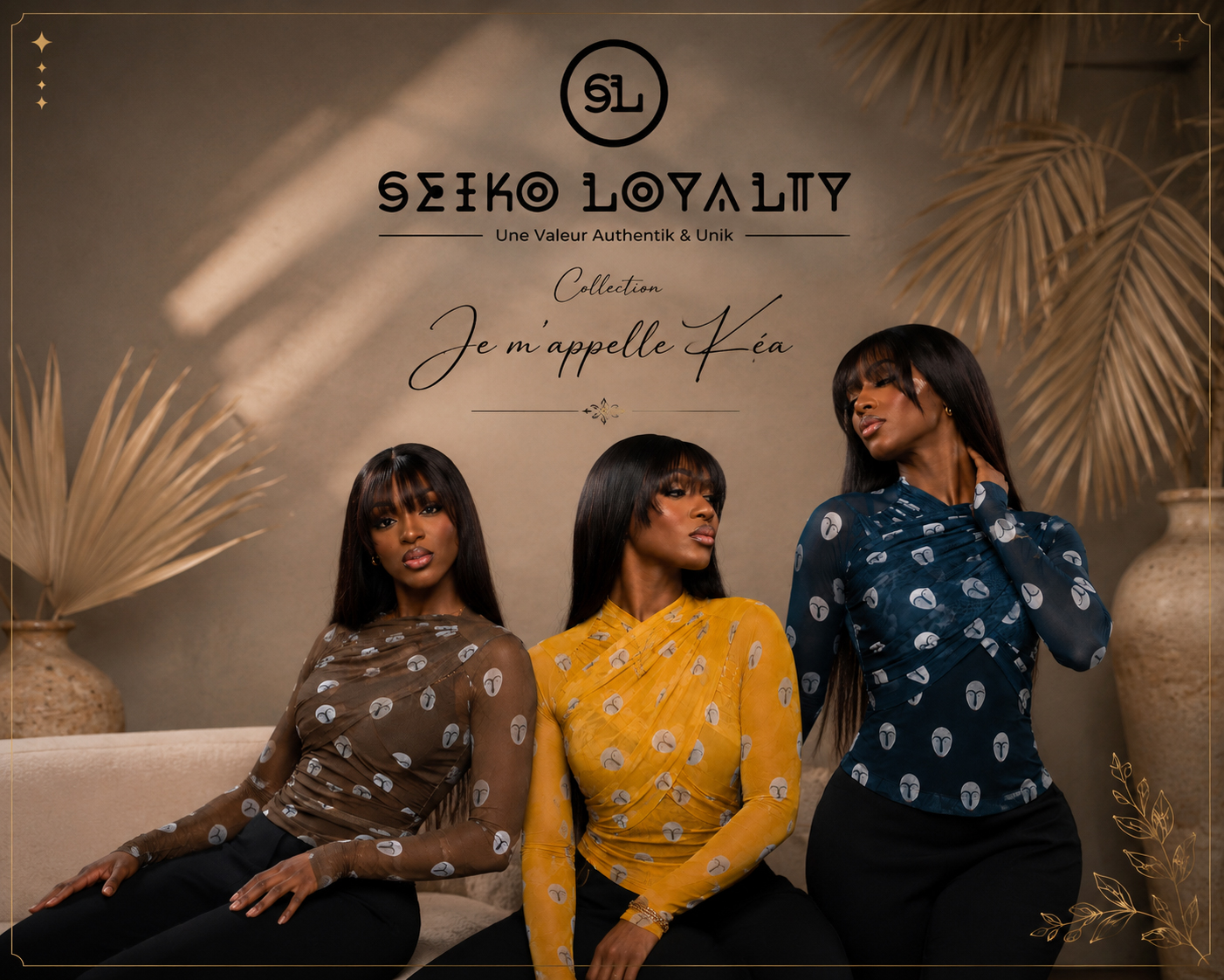 Seiko Loyalty — Lookbook Top Nguil porté, trio sur canapé