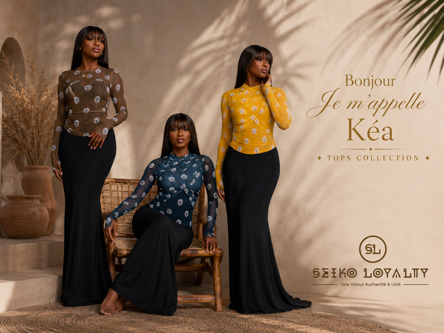 Seiko Loyalty — Lookbook Top Nguil porté, trio en jupes longues
